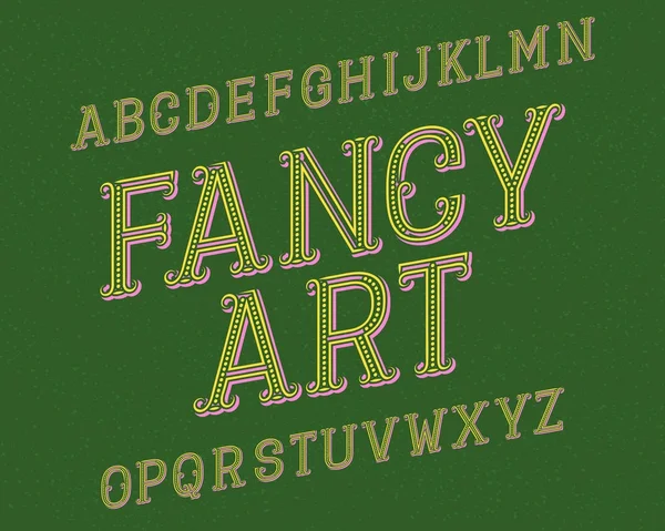 Fantasievolle Kunstschrift. Retro-Schrift. isoliertes englisches Alphabet. — Stockvektor