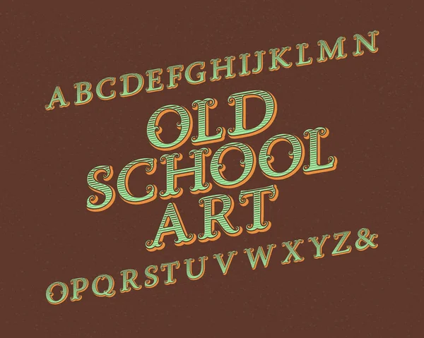 Caratteristica artistica della vecchia scuola. Caratteri vintage. Alfabeto inglese isolato — Vettoriale Stock