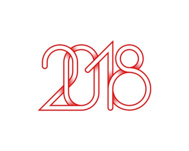 Mutlu yeni yıl tebrik kartı tasarımı için bir sayı 2018 kırmızı pleksus.