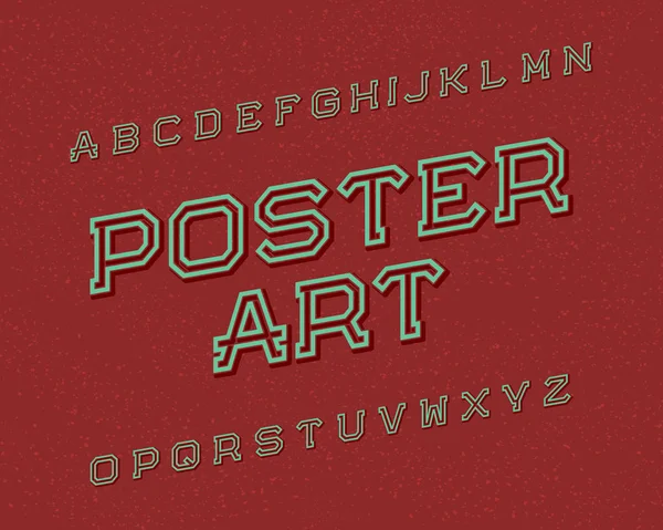 Plakatkunst. Retro-Schrift. isoliertes englisches Alphabet. — Stockvektor