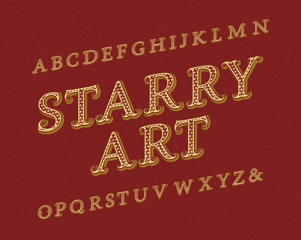 Шрифт Srarry Art. Винтажный шрифт. Изолированный английский алфавит . — стоковый вектор