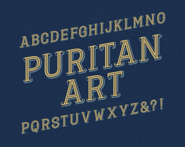 Шрифт пуританского искусства. Ретро шрифт. Изолированный английский алфавит . — стоковый вектор