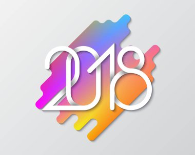 Pleksus renkli gradyan arka plan üzerinde beyaz sayıların 2018. Yeni yıl tebrik kartı tasarımı.