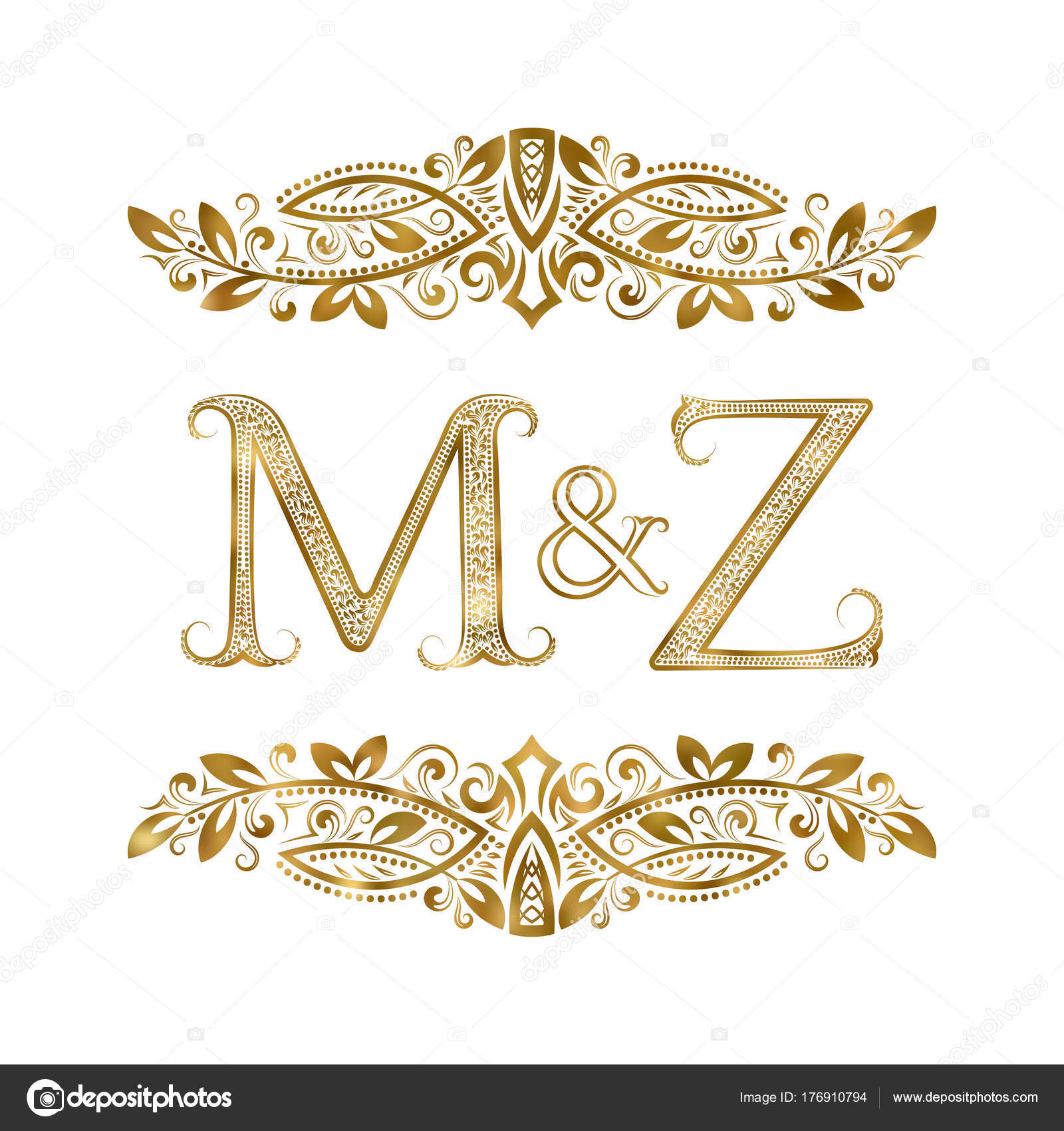 M And Z Vintage Initials Logo Symbol The Letters Are Surrounded By Ornamental Elements Wedding Or Business Partners Monogram In Royal Style Vector Image By C Vectordivider Vector Stock