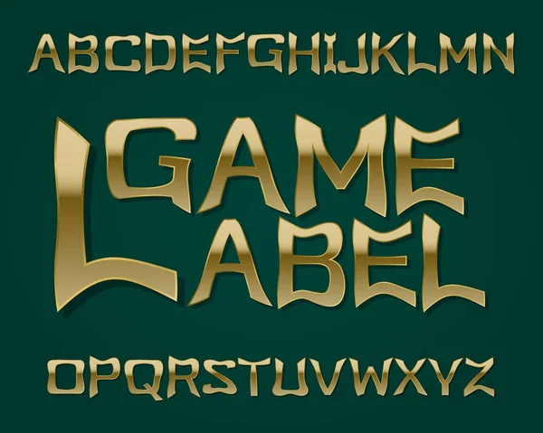 Гра Label накреслення. Золотий шрифт. Ізольована англійського алфавіту. — стоковий вектор