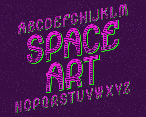 Space Art Schrift. Retro-Schrift. isoliertes englisches Alphabet. — Stockvektor