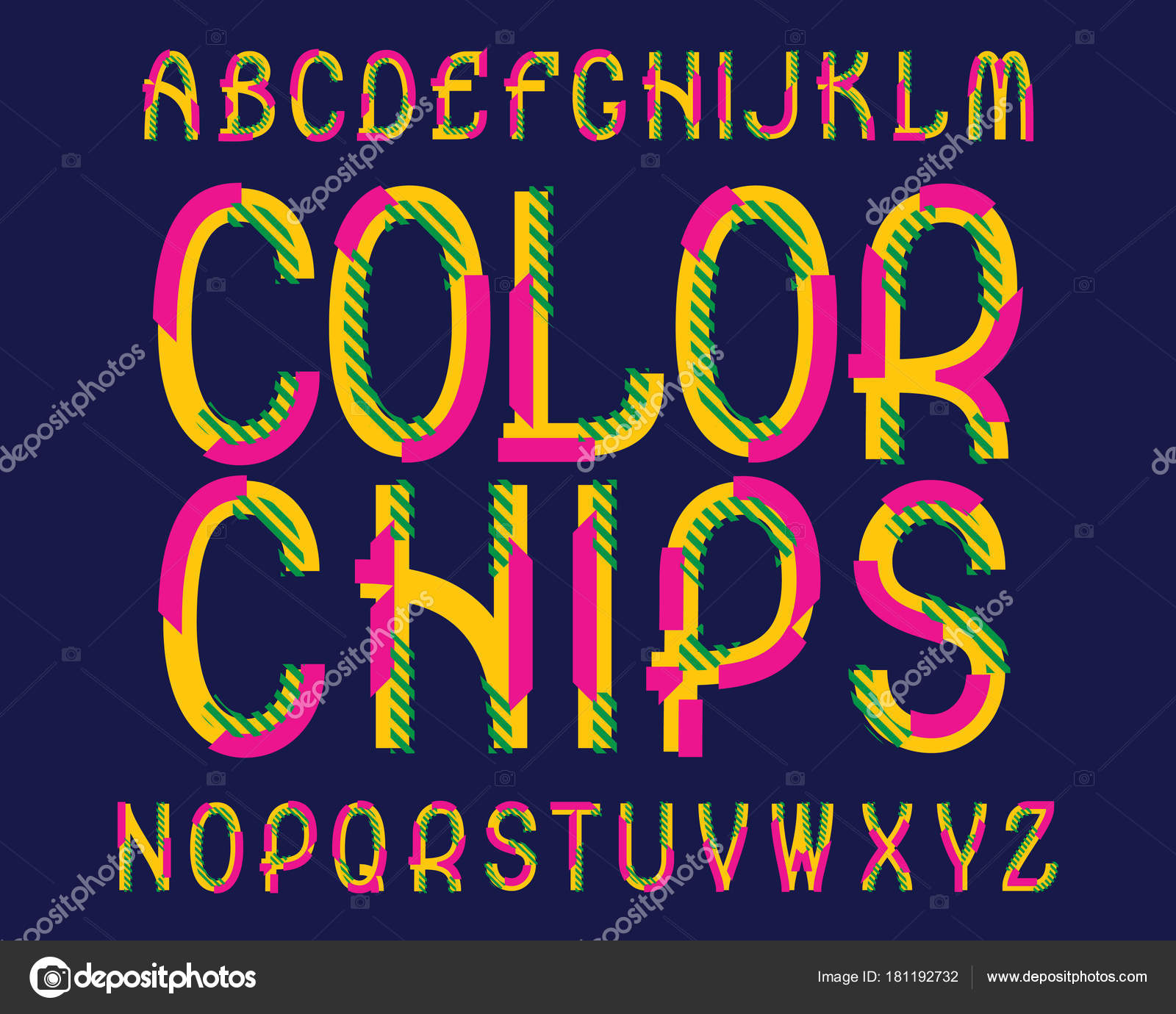 Color Chips typeface. Colorful font. Isolated english alphabet. Stock ...
