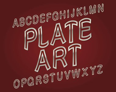 Plaka sanat yazı. Gümüş altın yazı tipi. İzole İngilizce alfabe.