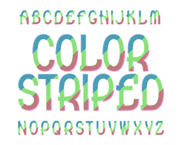 Color Tipo de letra rayado. Fuente colorida. Alfabeto inglés aislado — Vector de stock