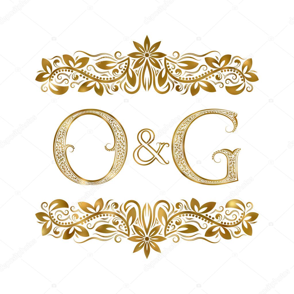 O And G Vintage Initials Logo Symbol The Letters Are Surrounded By Ornamental Elements Wedding Or Business Partners Monogram In Royal Style Premium Vector In Adobe Illustrator Ai Ai