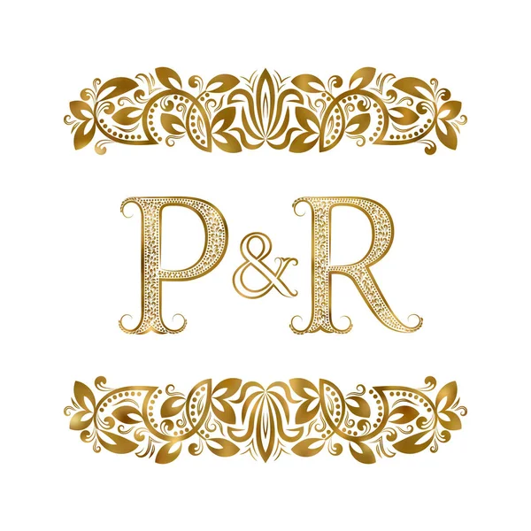 P e R iniciais vintage símbolo do logotipo. As letras são cercadas por elementos ornamentais. Monograma de casamento ou parceiros de negócios em estilo real . —  Vetores de Stock