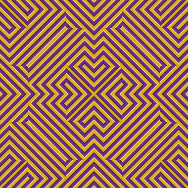 Optik hareket yanılsama seamless modeli. Sarı mor çizgili hareketli süsleme.