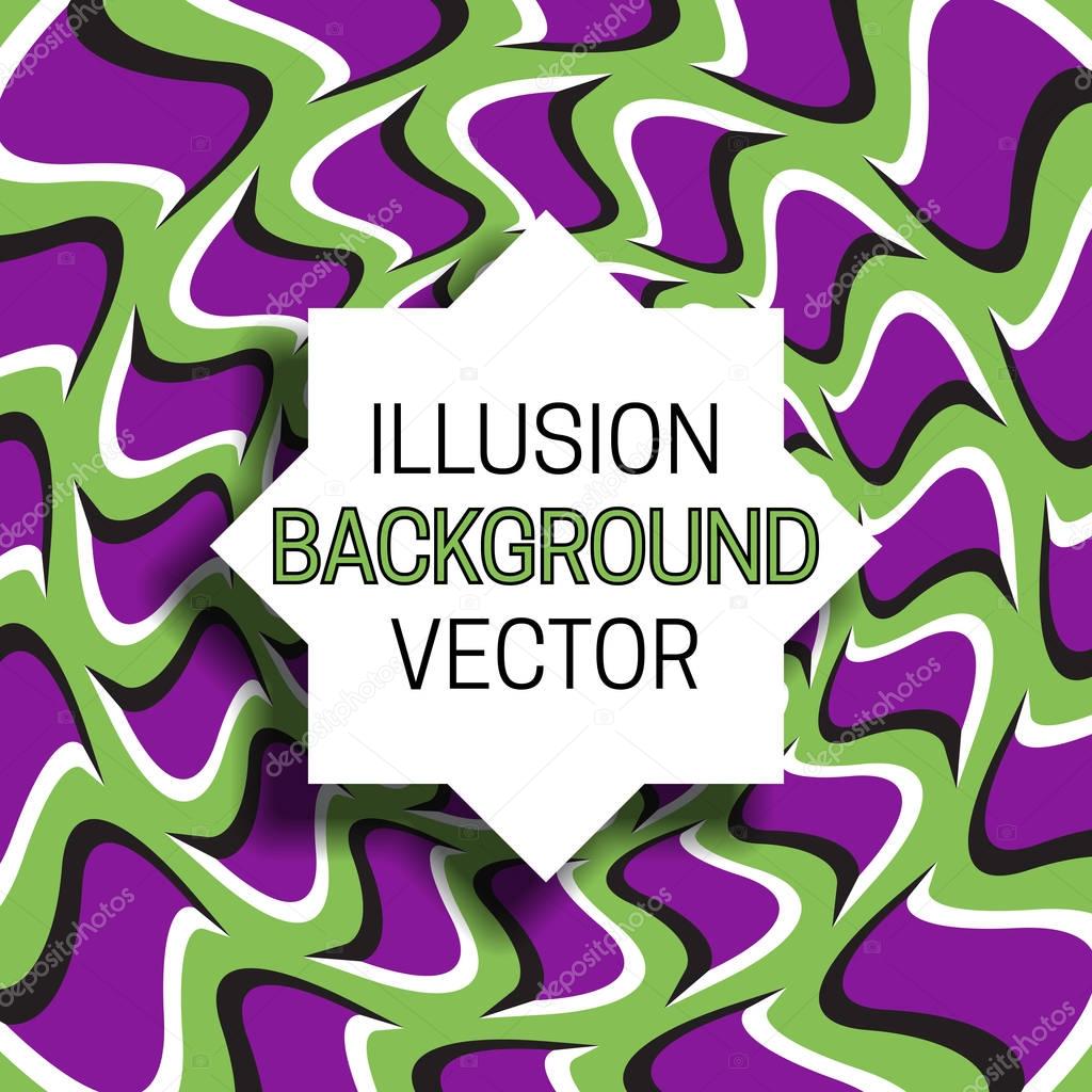 Eight-pointed frame with shadow on illusion background of moving pattern.