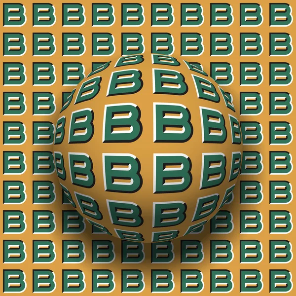 Buchstaben e gemusterte Kugel, die entlang der gleichen Oberfläche