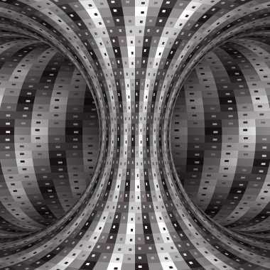 Spiral desenli gümüş hyperboloid. Vektör Göz yanılsaması çizim.