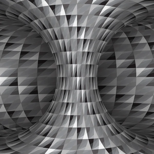 Hyperboloïde argenté à motifs spiraux. Illustration d'illusion optique vectorielle . — Image vectorielle