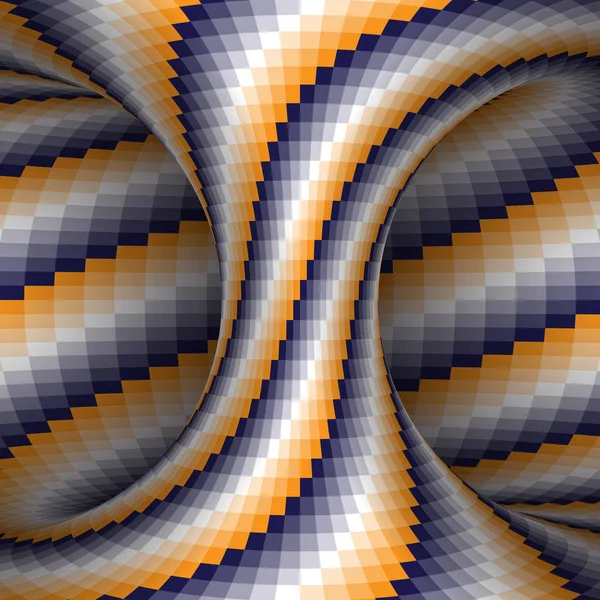Espiral estampado naranja azul blanco hiperboloide. Ilustración de ilusión óptica vectorial . — Vector de stock