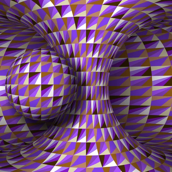Hiperboloide y esfera de cristal marrón blanco púrpura. Ilustración de ilusión óptica vectorial . — Vector de stock