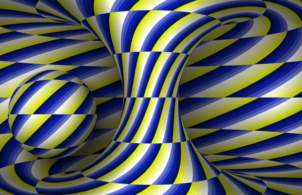 Rörliga spiral hyperboloid och sfären. Optisk illusion vektorillustration. — Stock vektor