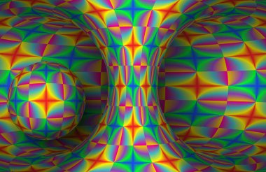 Renkli fütüristik hyperboloid ve küre. Vektör soyut çizim.