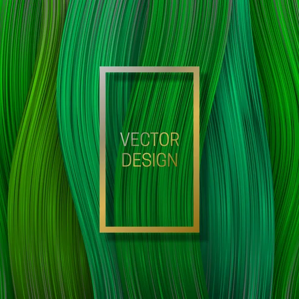 Volumétrico marco rectangular dorado sobre tonos de fondo verde. Diseño de empaquetado de moda o plantilla de cubierta . — Vector de stock