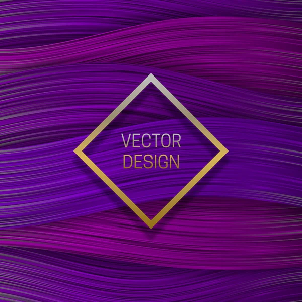Volumetric golden square frame on shades of purple background. Trendy packaging design or cover template. — Stock Vector
