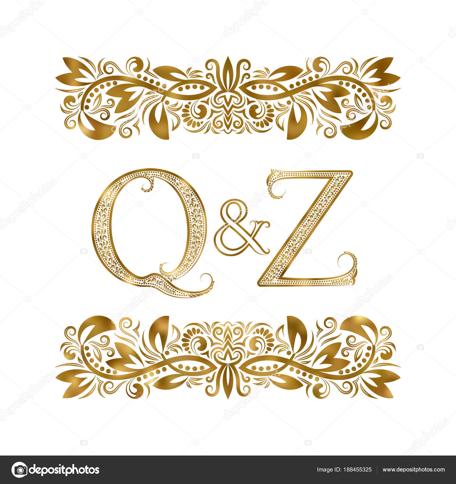 Q And Z Vintage Initials Logo Symbol The Letters Are Surrounded By Ornamental Elements Wedding Or Business Partners Monogram In Royal Style Vector Image By C Vectordivider Vector Stock