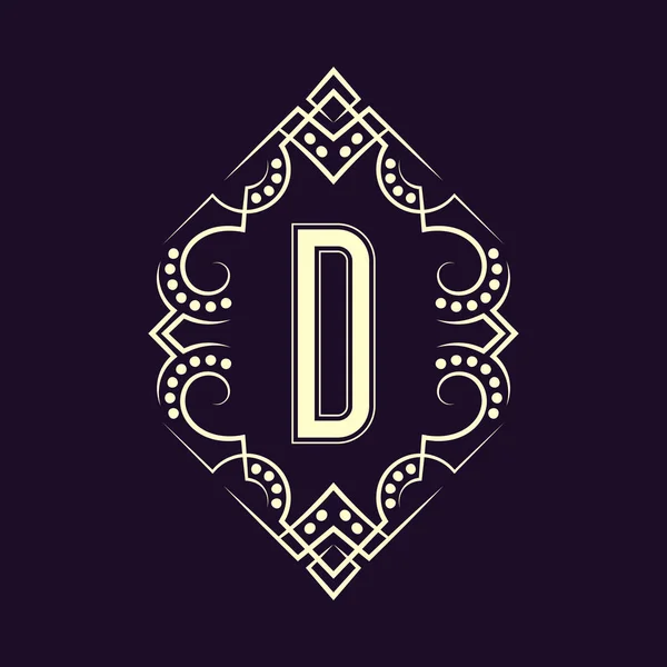 Елегантний дизайн монограми з літерою D. Бізнес емблема, гламурний значок, вінтажний початковий шаблон лейблу . — стоковий вектор