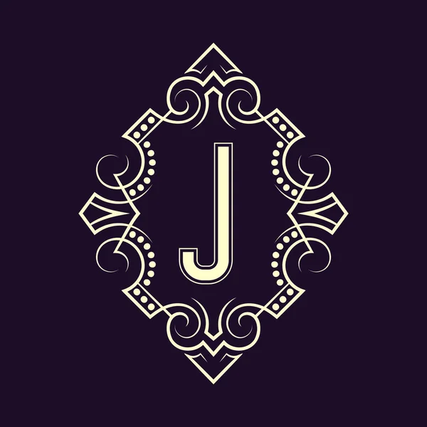Design de monograma elegante com letra J Emblema de negócios, emblema de glamour, modelo de rótulo inicial vintage . — Vetor de Stock