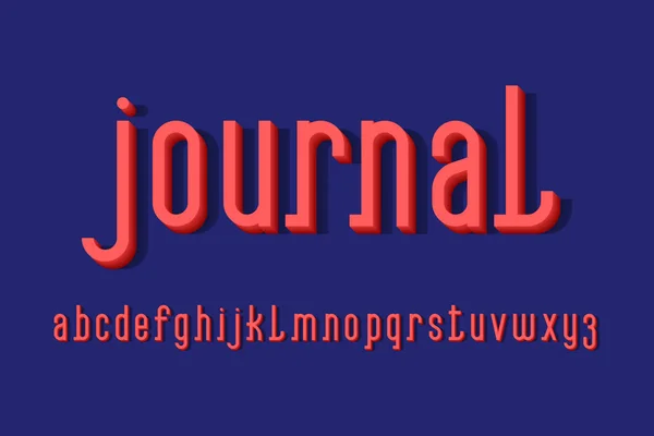 Volumetrisches Journalalphabet aus Korallenbuchstaben. 3D-Anzeige Kleinbuchstaben. isoliertes englisches Alphabet. — Stockvektor
