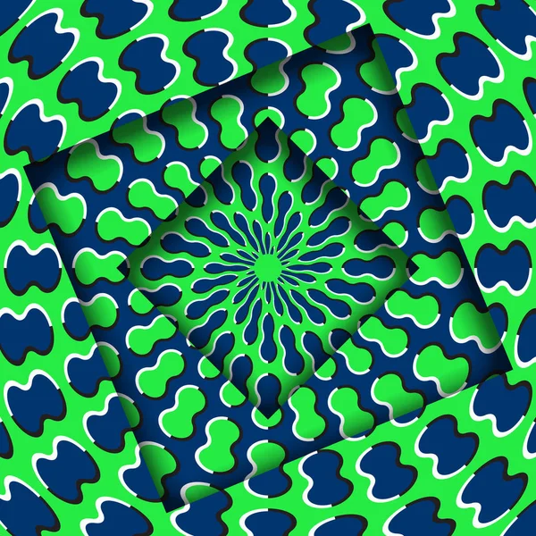 Αφηρημένη Γύρισε Πλαίσια Περιστρεφόμενο Μπλε Πράσινο Μοτίβο Trippy Οπτική Ψευδαίσθηση — Διανυσματικό Αρχείο