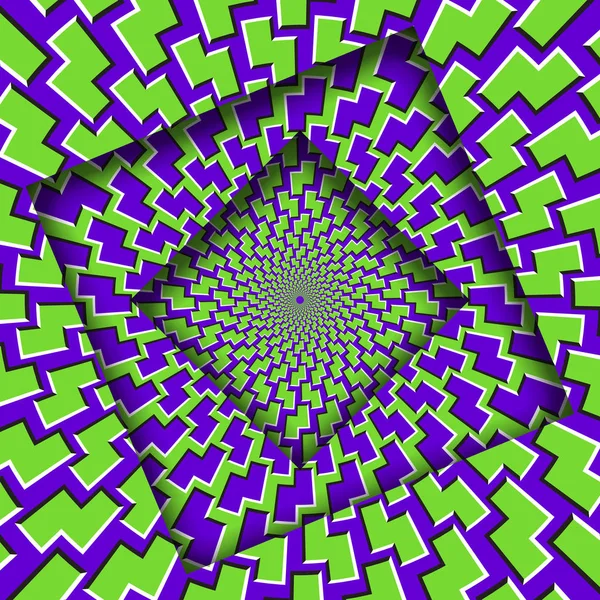 Montures Tournées Abstraites Avec Motif Trippy Vert Pourpre Rotatif Illusion — Image vectorielle