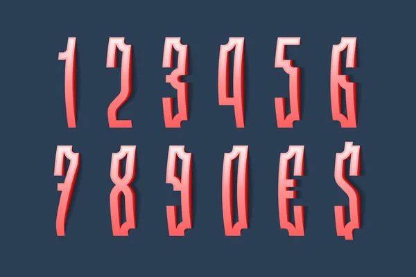 Numéros Convexes Rouges Volumétriques Signes Devise Dans Vieux Style Esclave — Image vectorielle