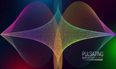 Yanardöner noktalar ve çizgiler dizisi ile titreşen fütüristik arka plan tasarımı. Soyut siber uzay arkaplanı.