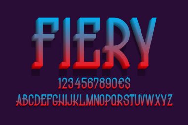 Sayılar ve döviz işaretleriyle hararetli alfabe. 3d yazı tipini göster.