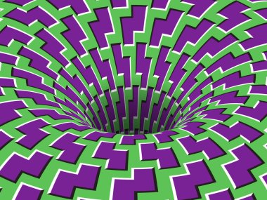 Hareket eden mor yeşil zigzag deseni deseni döner. Vektör optik ilüzyon.