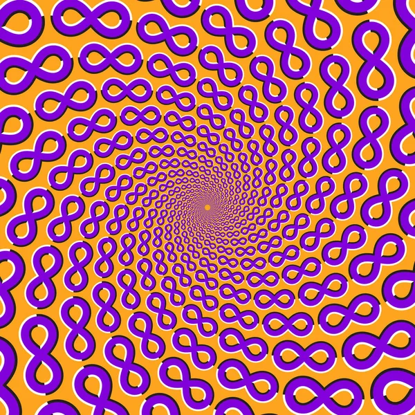 Fond Vectoriel Illusion Mouvement Optique Symboles Infinité Pourpre Déplacent Autour — Image vectorielle