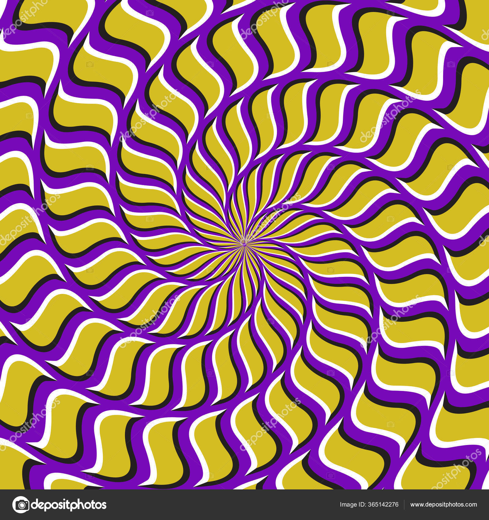 Optische Bewegungsillusion Vektor Hintergrund Gelb Lila Spiralmuster