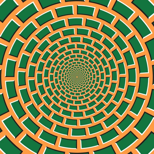 Fond Vectoriel Illusion Mouvement Optique Les Formes Briques Vertes Déplacent — Image vectorielle