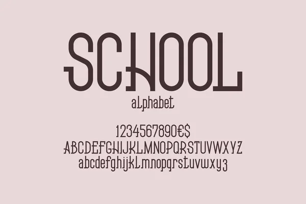 Büyük harflerin, küçük harflerin, sayıların ve para birimlerinin yazı tipi. İzole edilmiş İngiliz alfabesi. Vektör harfleri.