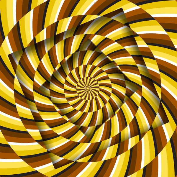 Montures Tournées Abstraites Avec Motif Rayures Spirale Jaune Brun Illusion — Image vectorielle
