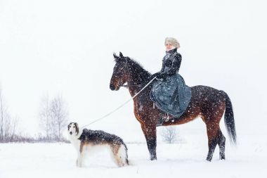 Binici üzerinde köpek av yeniden inşası