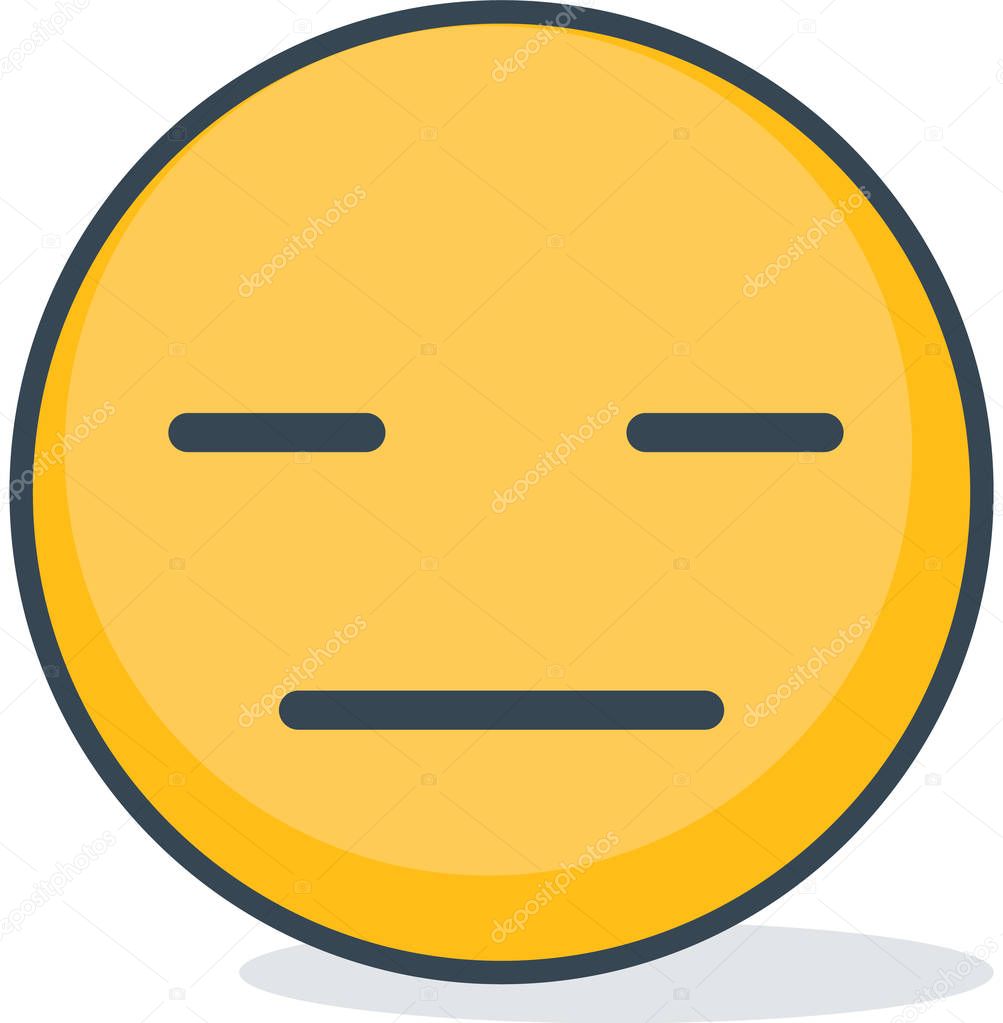 Isolated indifferent emoticon. Isolated emoticon.