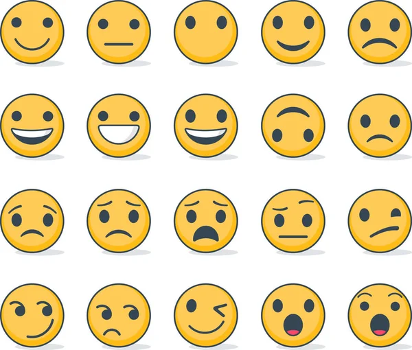 Conjunto de emoticons com emoções diferentes —  Vetores de Stock