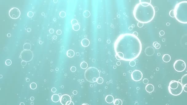 Underwater Bubbles Sun Rays Cyan — Stock Video