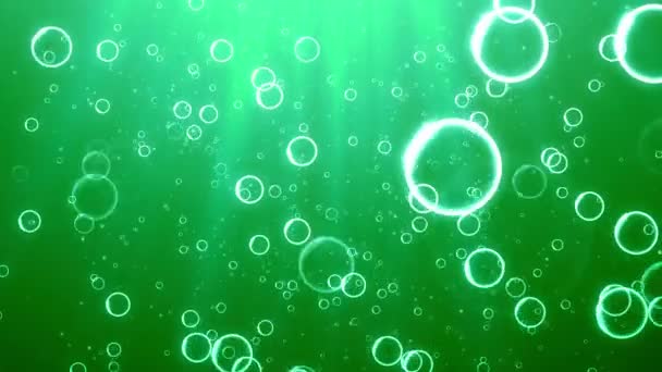 Unterwasserblasen Sonnenstrahlen Grün — Stockvideo