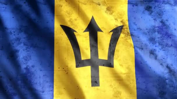 Barbados Flag Grunge Animation Full 1920X1080 Pixel Estendere Durata Secondo — Video Stock