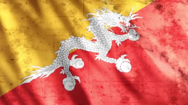 Bhutan Flag Grunge Animation Full 1920X1080 Pixels Extend Duration Requirement — Stock Video