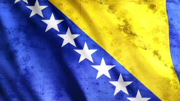 Bosnien Och Hercegovinas Flagga Grunge Animation Full 1920X1080 Pixlar Förläng — Stockvideo
