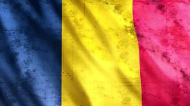 Chad Flag Grunge Animasyonu, Full HD, 1920x1080 Pikseller, Gerektiği gibi süreyi Kusursuz Döngü ile genişletin